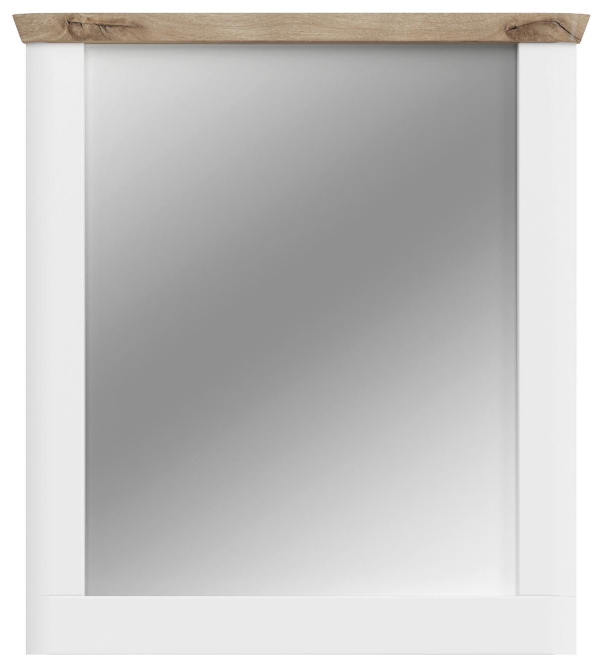 Wandspiegel Michigan ca. 79x89 cm Weiß/Eiche - Weiß, LIFESTYLE, Glas/Holzwerkstoff (79/89/6cm) - MID.YOU
