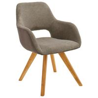 KRZESŁO Z PODŁOKIETNIKAMI ASELLA -LOMOCO- - kolor dębowy/dąb dziki, Design, drewno/tkanina (56/86/64cm) - Lomoco