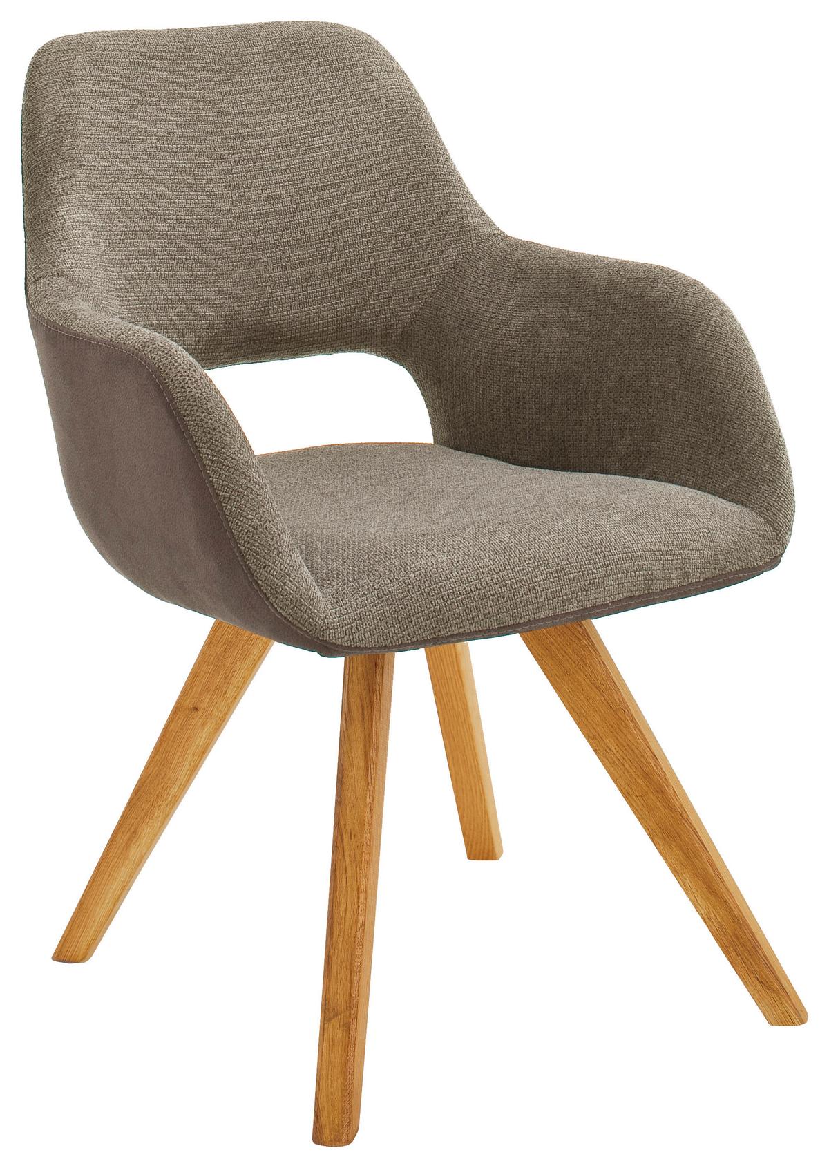 KRZESŁO Z PODŁOKIETNIKAMI ASELLA -LOMOCO- - kolor dębowy/dąb dziki, Design, drewno/tkanina (56/86/64cm) - Lomoco