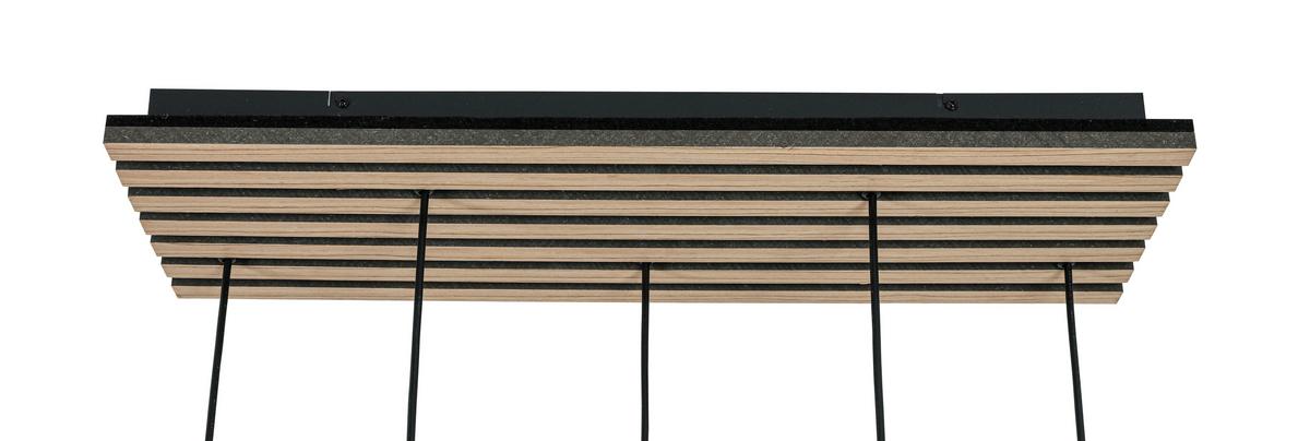 Hängeleuchte Panela Schwarz/Eichefarben max.25Watt - Chromfarben/Eichefarben, Modern, Glas/Holzwerkstoff (75/28,5/120cm) - Mömax