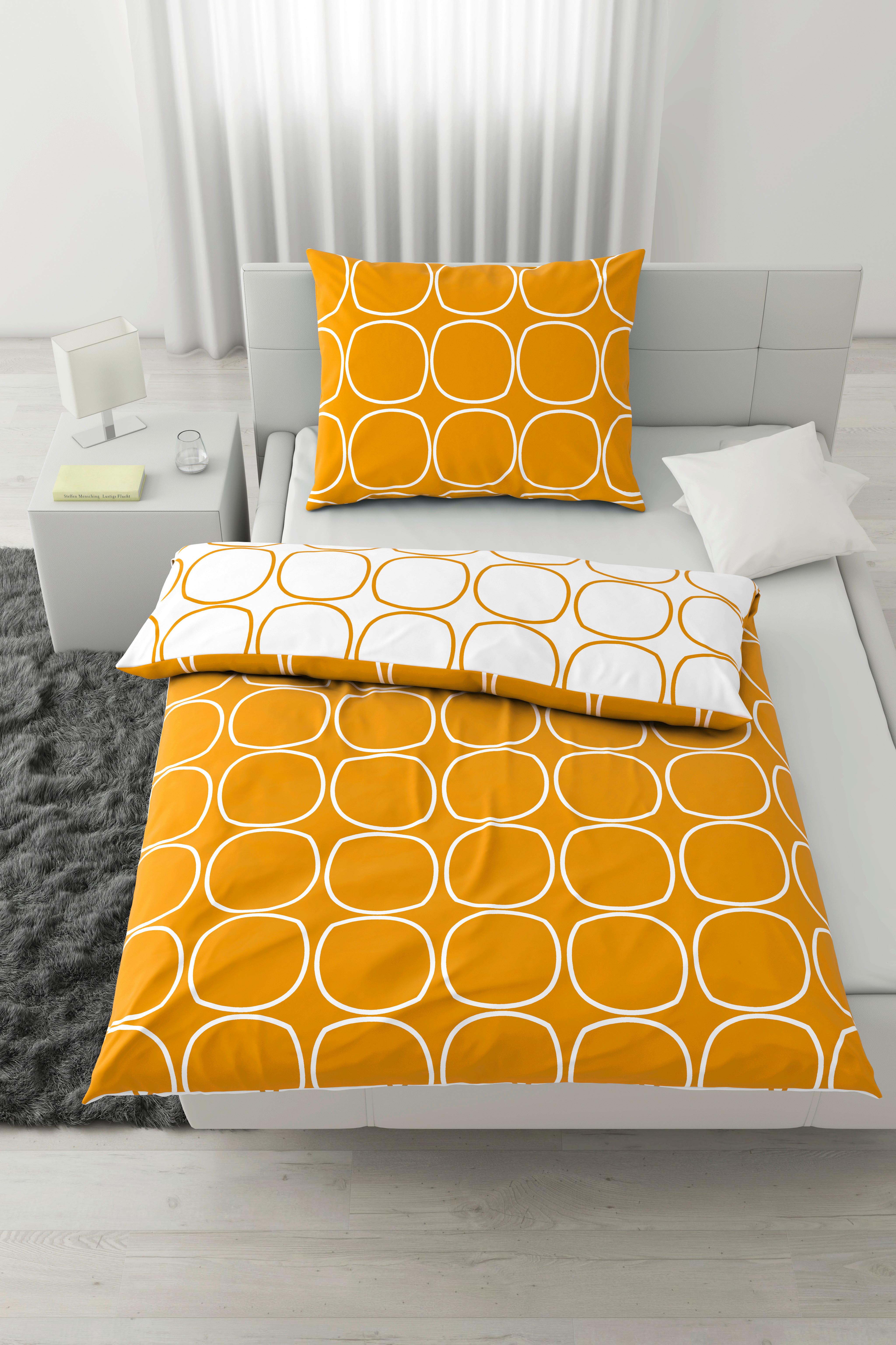 Bettwäsche Reggie Wende in Gelb/Weiss ca. 160x210cm - Weiss/Gelb, Konventionell, Textil (160/210cm) - Modern Living