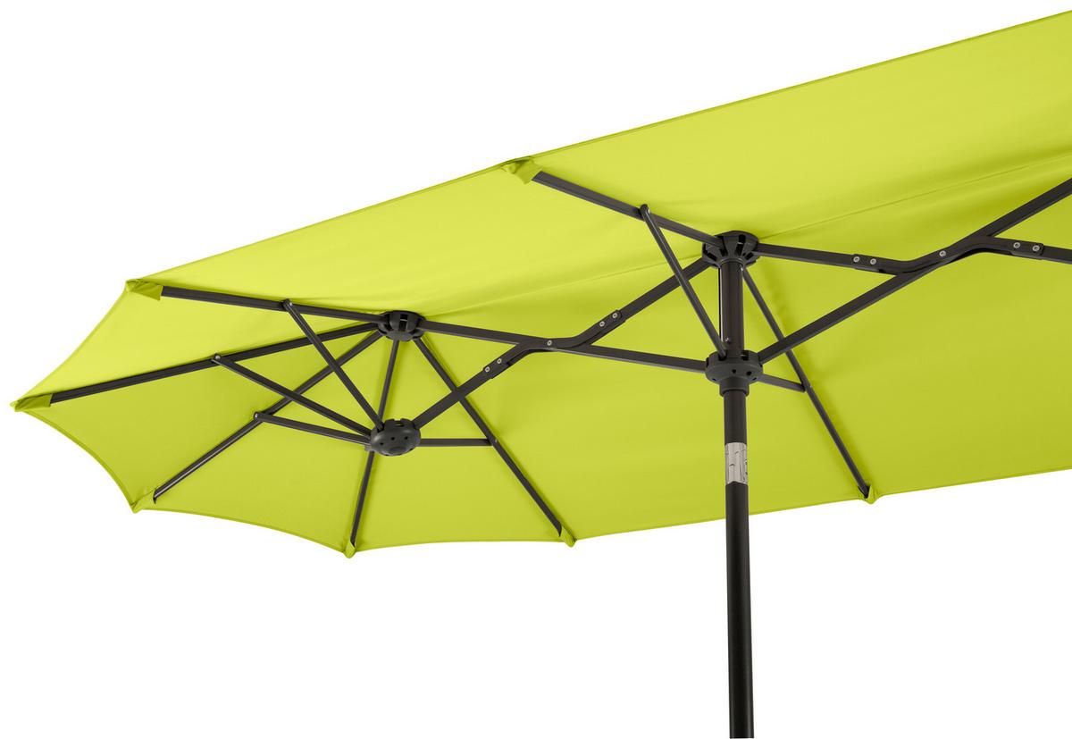 Doppelsonnenschirm Salerno ca.300x220x150cm Grün - Anthrazit/Grün, Basics, Textil/Metall (300/220/150cm) - Schneider