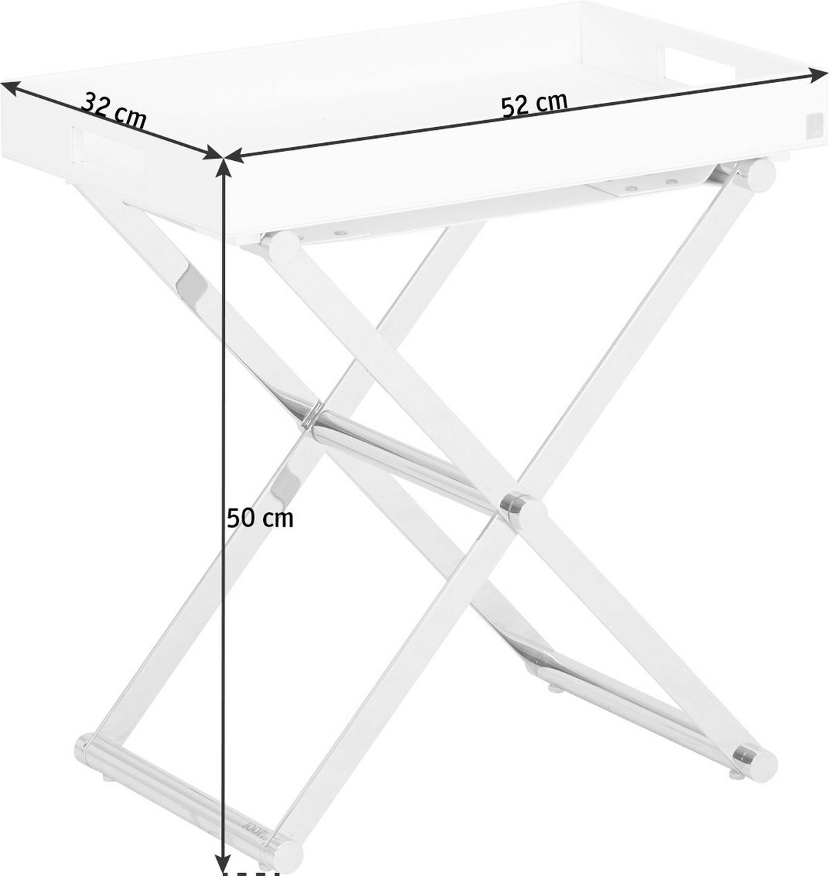 STOLIK BOCZNY HOMELINE - biały/kolor chromowy, Basics, metal/tkanina (52/32/50cm) - Joop!