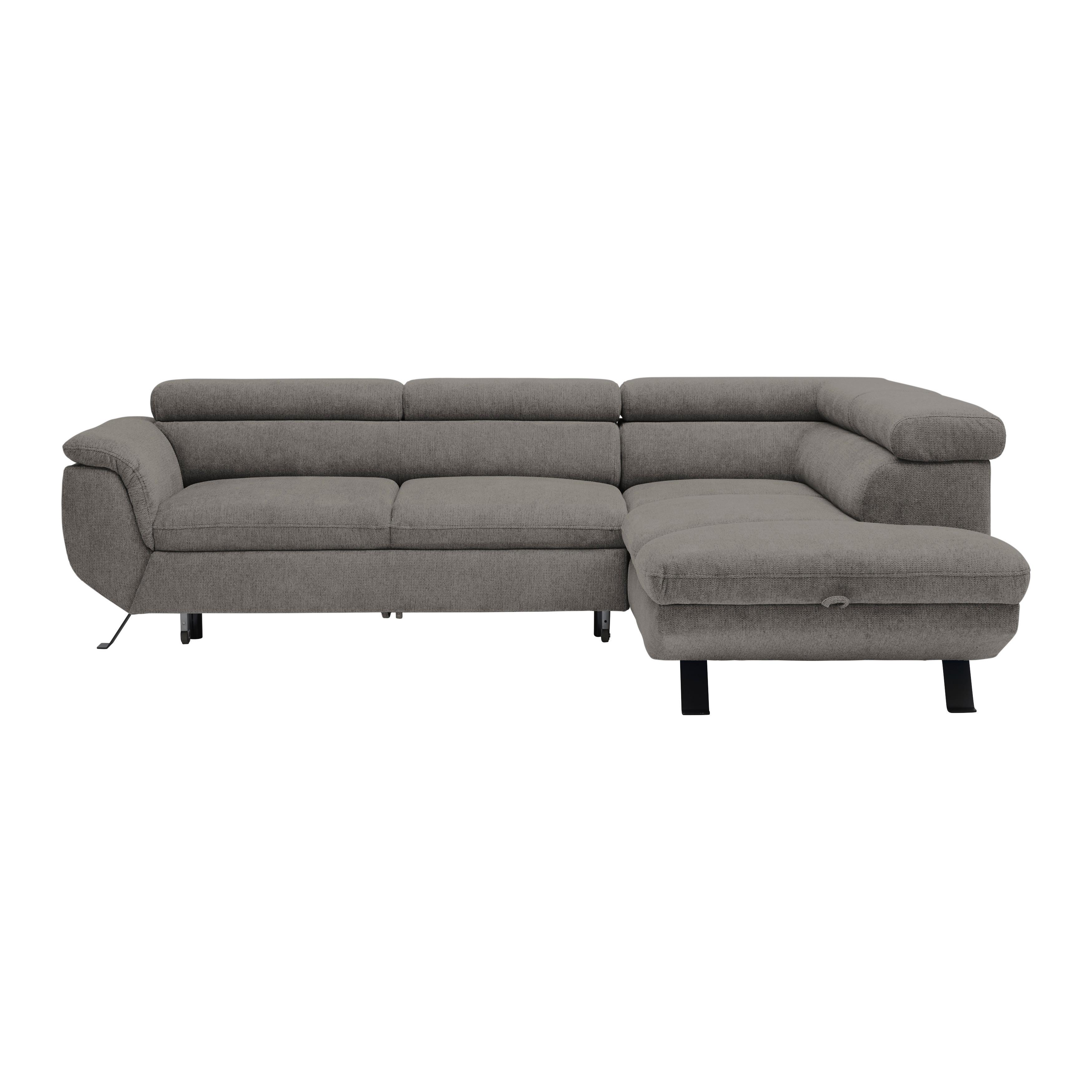 Ecksofa Raven Anthrazit - Anthrazit/Schwarz, MODERN, Textil/Metall (257/198cm) - Mömax