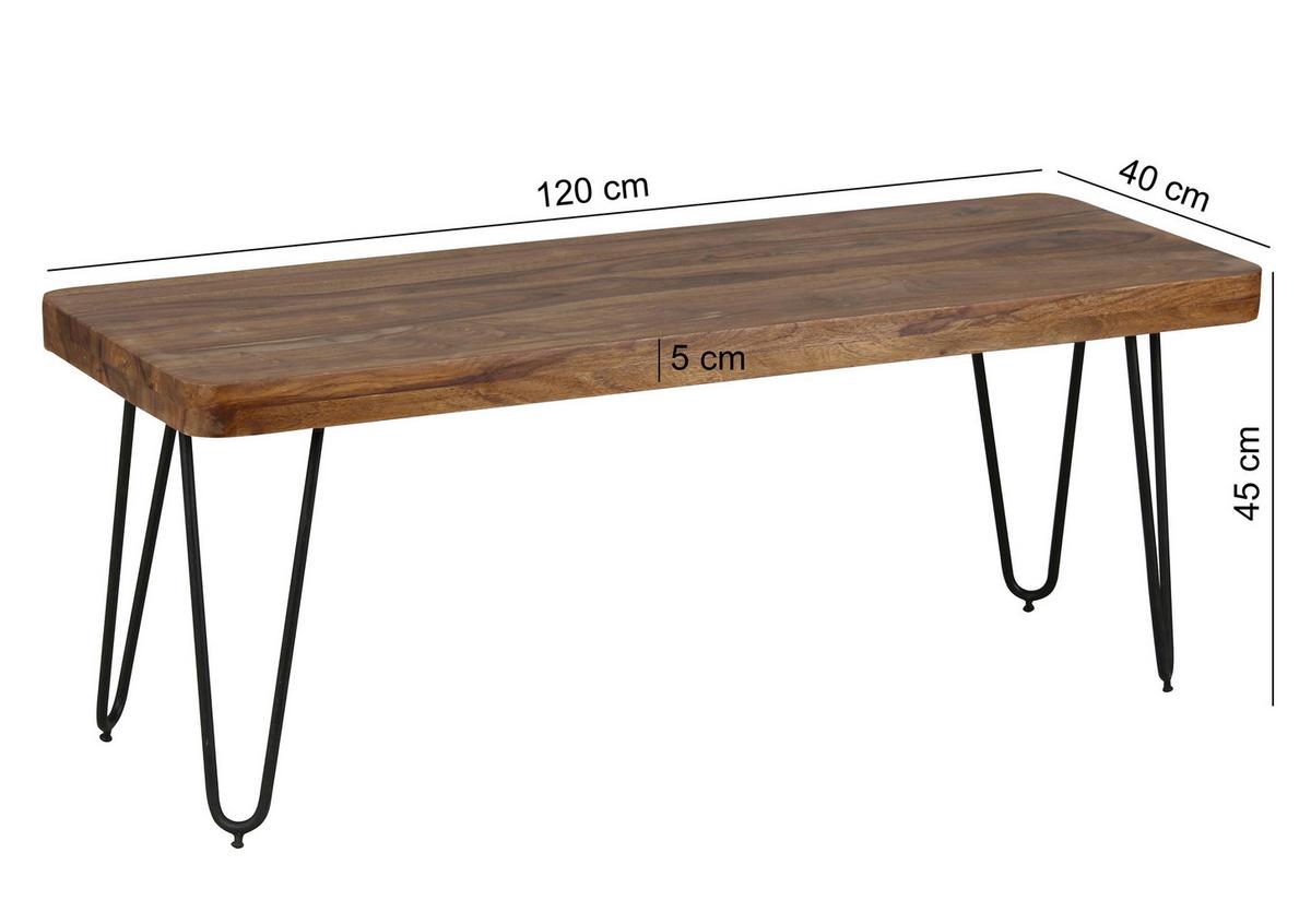 Klop Bagli - črna/barve indijskega rožnega lesa, Moderno, kovina/les (120/45/40cm) - MID.YOU