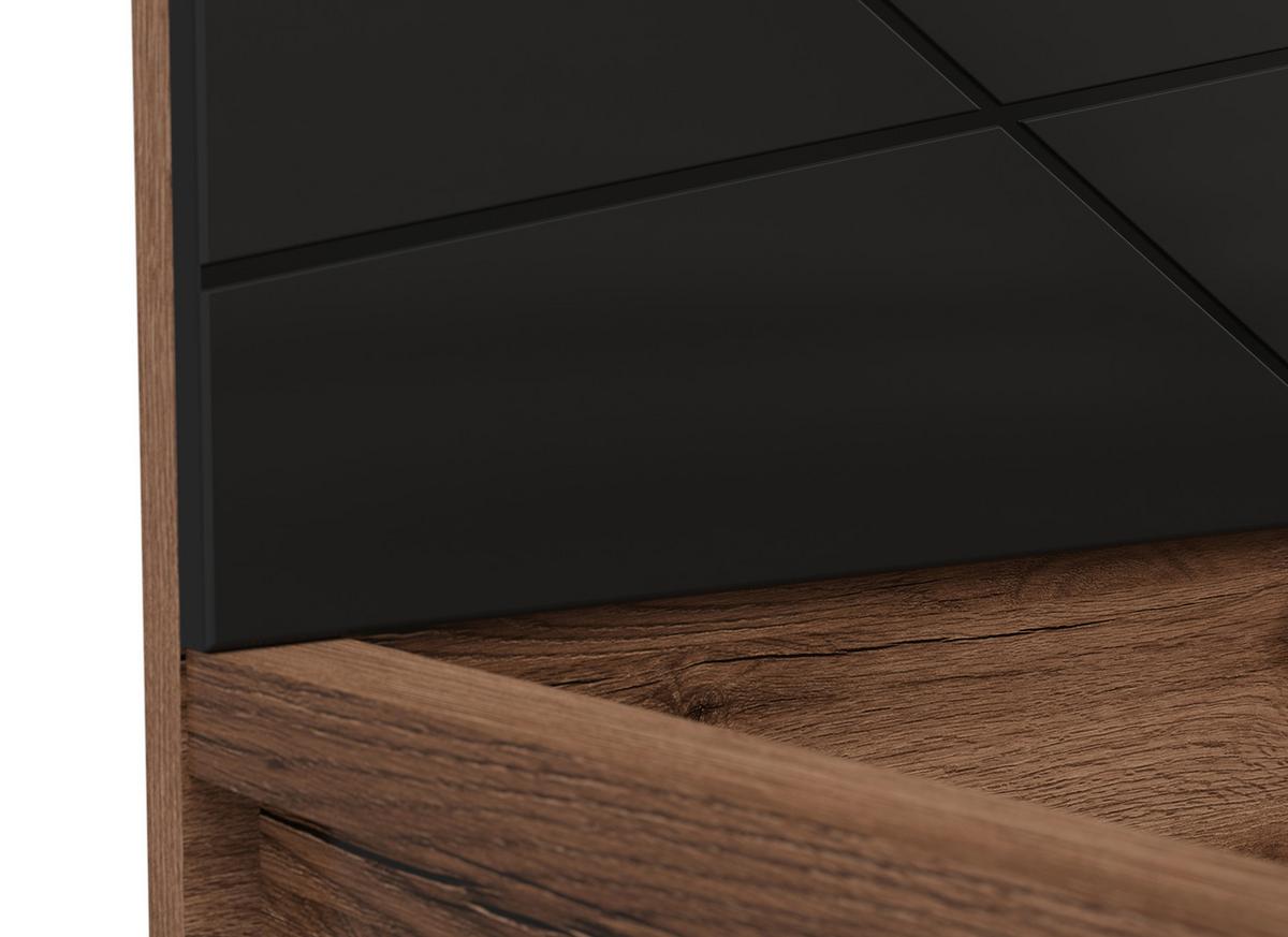Bett Forn ca. 160x200 cm Schwarz/Eiche - Eichefarben/Schwarz, MODERN, Holzwerkstoff (160/200cm) - MID.YOU