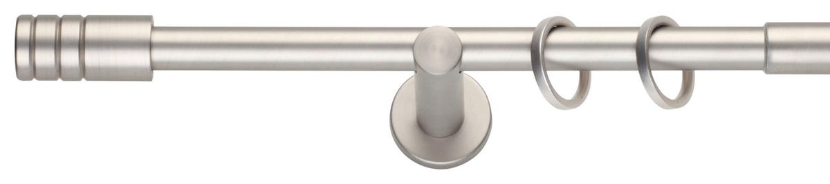Vorhangstangenset Rillcube, ca. 280-400cm - Edelstahlfarben, Metall (210-400cm) - Premium Living