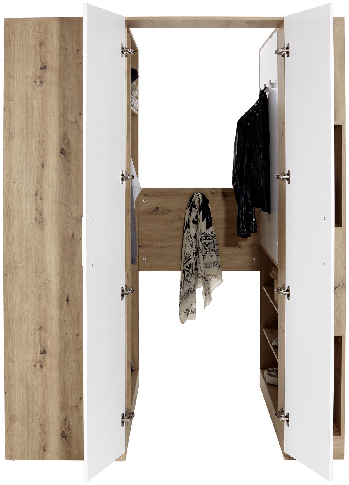 Ormar Kutni Box - bijela/hrast Artisan, Moderno, drvni materijal (150/205/120cm) - Modern Living