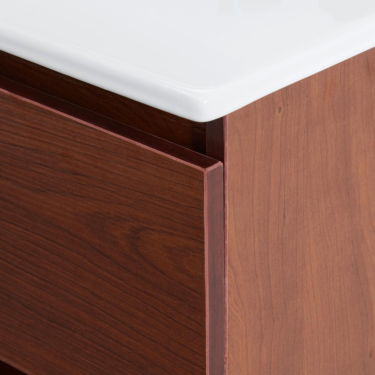 Kopalnica Davide, Rjava, Bela, Led - bela/naravne barve, Moderno, steklo/leseni material (91/50/46,5cm) - Bessagi Home