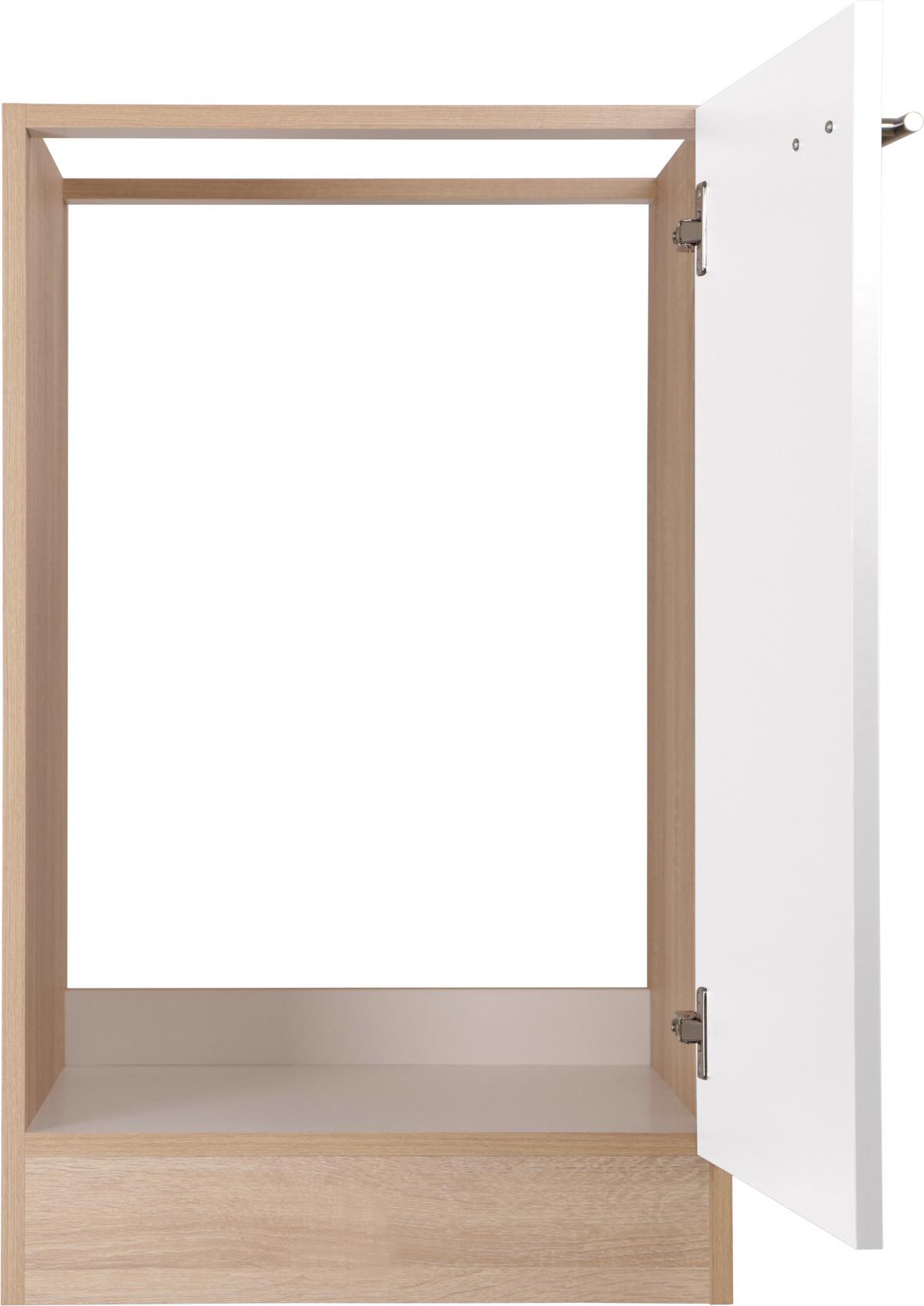 Spodnja Omarica Za Korito Merle, Barva Hrasta, Bela - srebrne barve/barve hrasta, Basics, kovina/leseni material (50/84,8/60cm) - Respekta