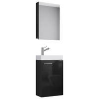 Gästebad Slito 3-tlg. ca. 41 cm Schwarz - Schwarz/Weiß, KONVENTIONELL, Keramik/Holzwerkstoff (41cm) - MID.YOU