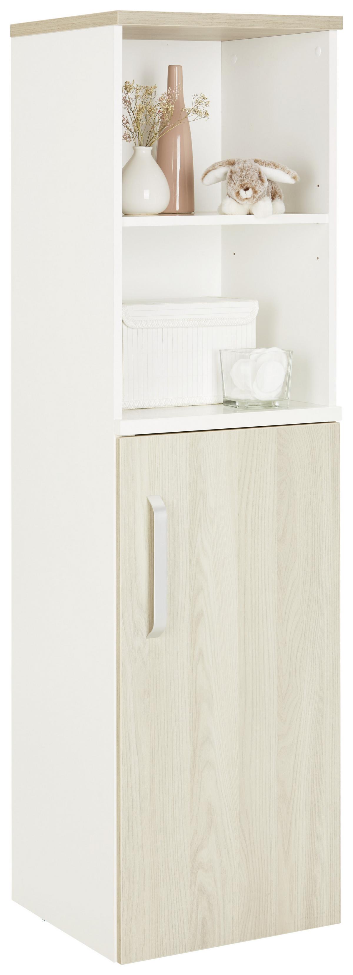 Regal Weiss/Naturfarben - Silberfarben, Konventionell, Holzwerkstoff/Metall (45/159/41cm) - Premium Living