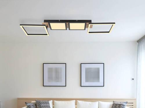 LED-Deckenleuchte Bossy max. 36 Watt - Dunkelbraun/Opal, Design, Holzwerkstoff/Kunststoff (100/27/11cm) - Globo