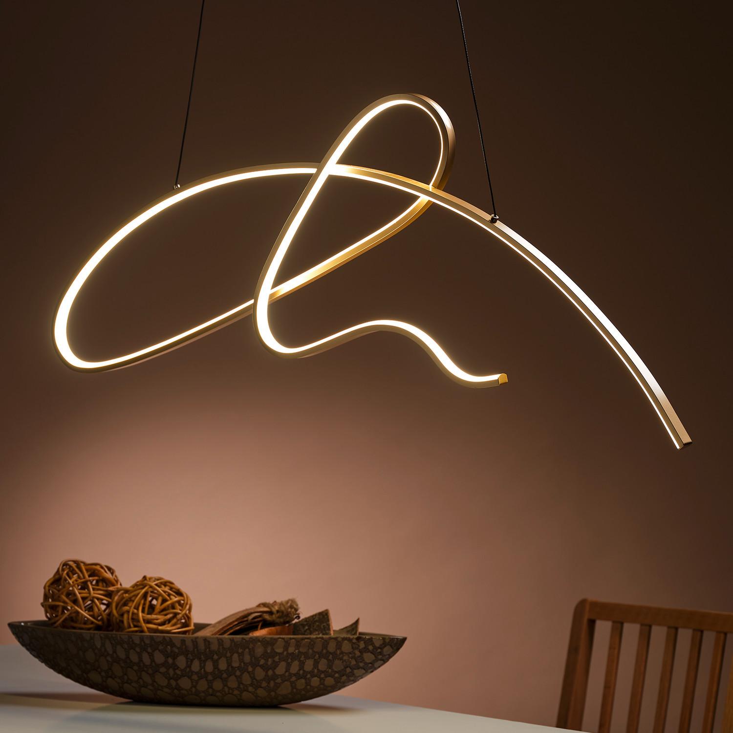 LED-Hängeleuchte Sign Goldfarben max. 42 Watt - Goldfarben, Design, Metall (100/2/90cm)