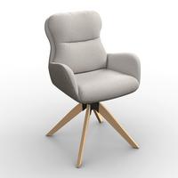 Armlehnstuhl Neelia Greige Webstoff Drehbar Gepolstert - Greige/Naturfarben, MODERN, Holz/Textil (71/60/94cm) - Bessagi Home