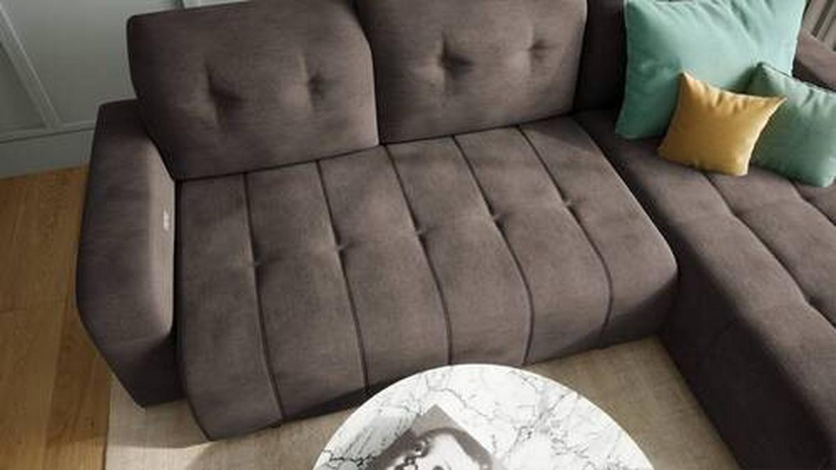 Wohnlandschaft Vicari Dunkelbraun Mikrofaser - Dunkelbraun/Schwarz, MODERN, Textil/Metall (185/292cm) - Livetastic