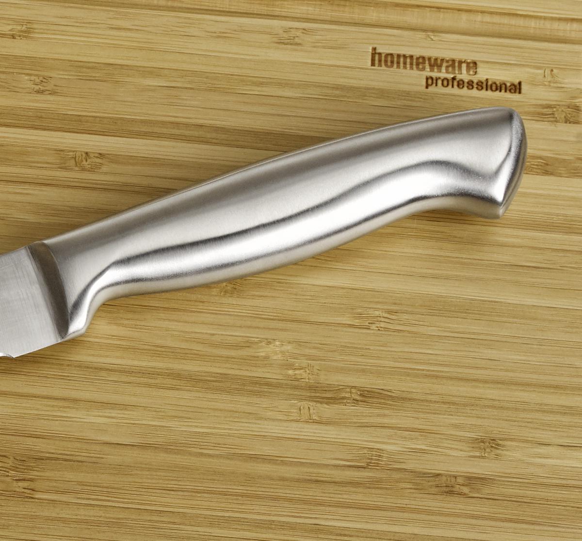 BLOK NA NOŻE BA520-ND001 - kolor srebrny/kolor naturalny, Basics, metal/drewno - Homeware Profession.
