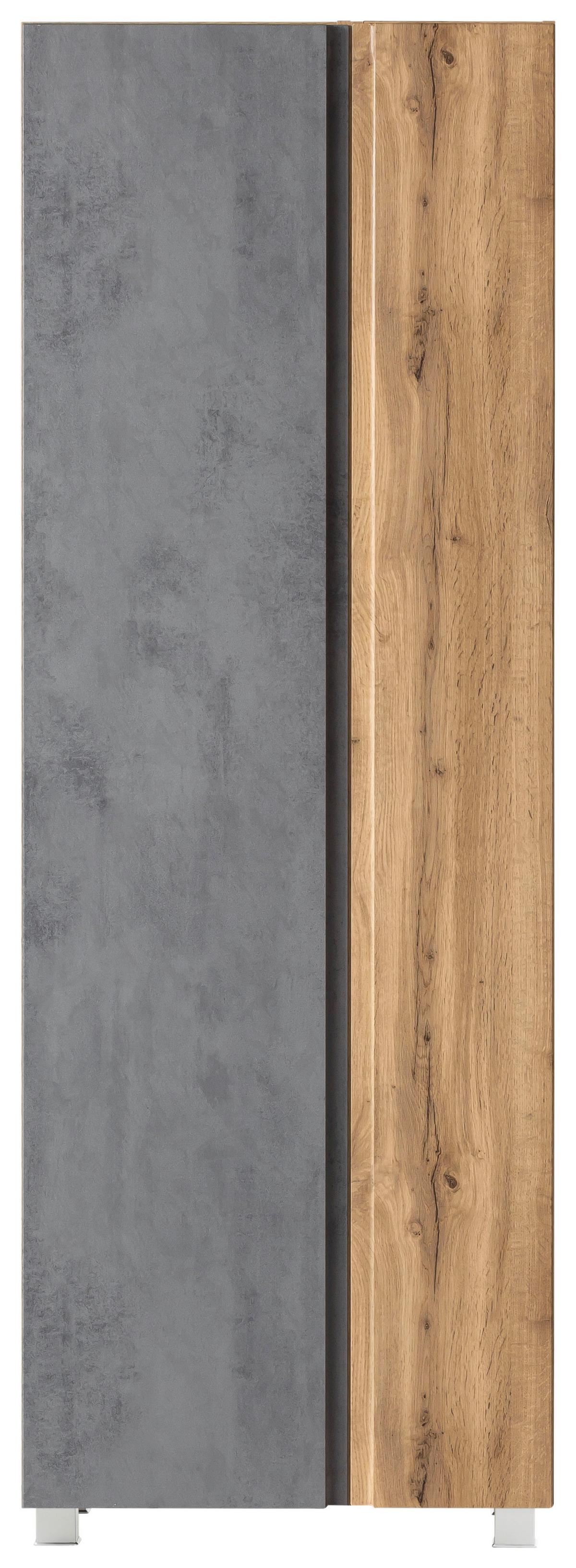 Hochschrank Varese ca. 65x180 cm Hellgrau/Eiche - Eiche Wotan/Hellgrau, MODERN, Holzwerkstoff (65/180/35cm) - Held