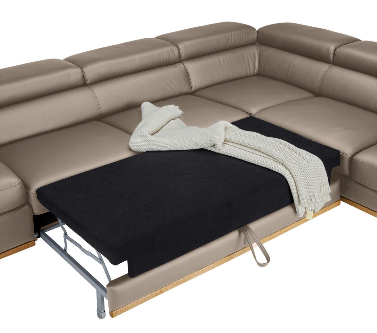 Wohnlandschaft Carmen rechts Creme - Creme/Schwarz, MODERN, Leder/Holz (292/72/226cm) - Premium Living