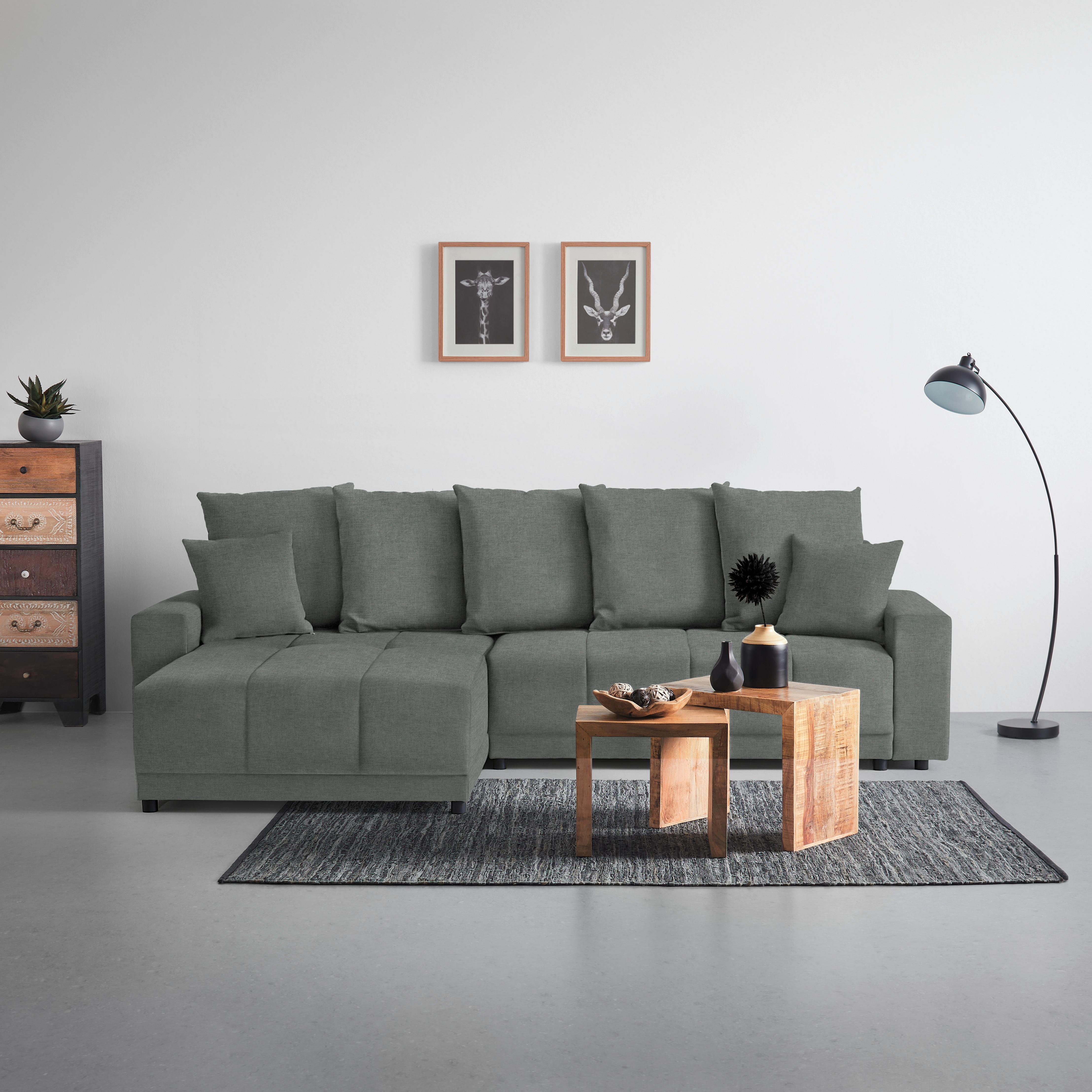 Ecksofa Alatri Graphitfarben - Graphitfarben/Schwarz, MODERN, Kunststoff/Textil (289/90/176cm) - Based