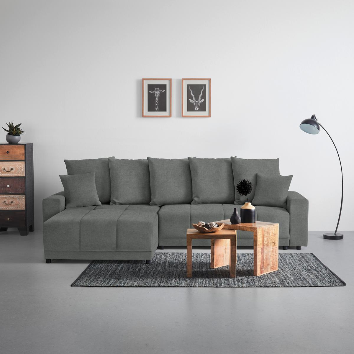 Ecksofa Alatri Graphitfarben - Graphitfarben/Schwarz, Modern, Kunststoff/Textil (289/90/176cm) - Based