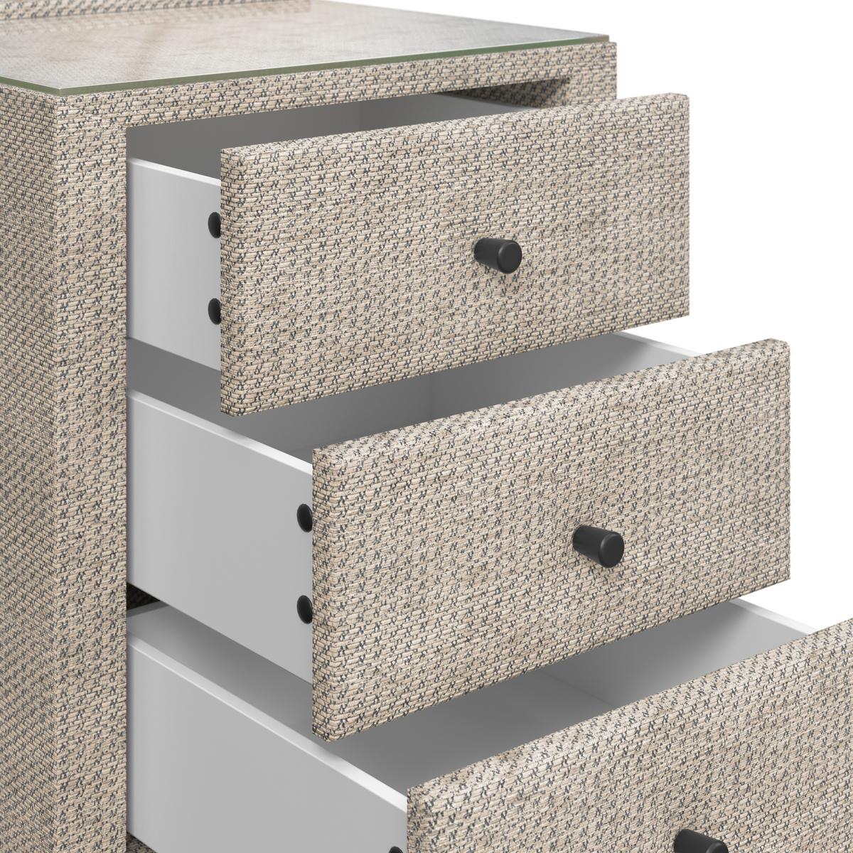 Nočna Omarica Brisbane, Bež - bež, Trend, umetna masa/steklo (49,5/56,5/46cm) - Premium Living