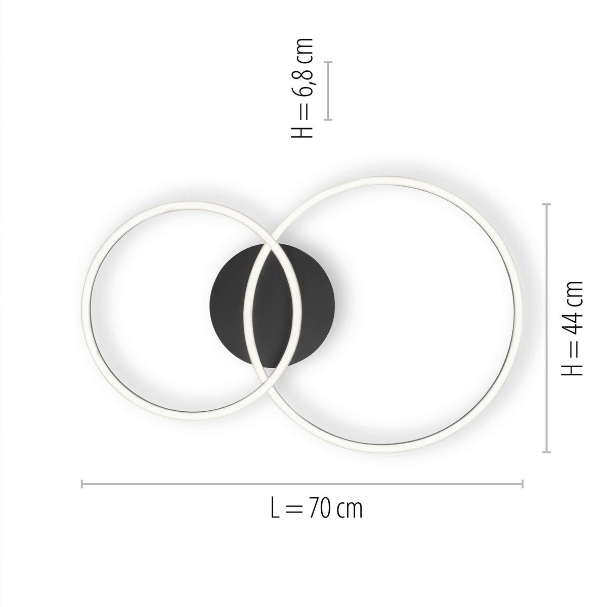 LED-Deckenleuchte Ivanka max. 31 Watt - Schwarz, Design, Kunststoff/Metall (70/44/6,8cm)