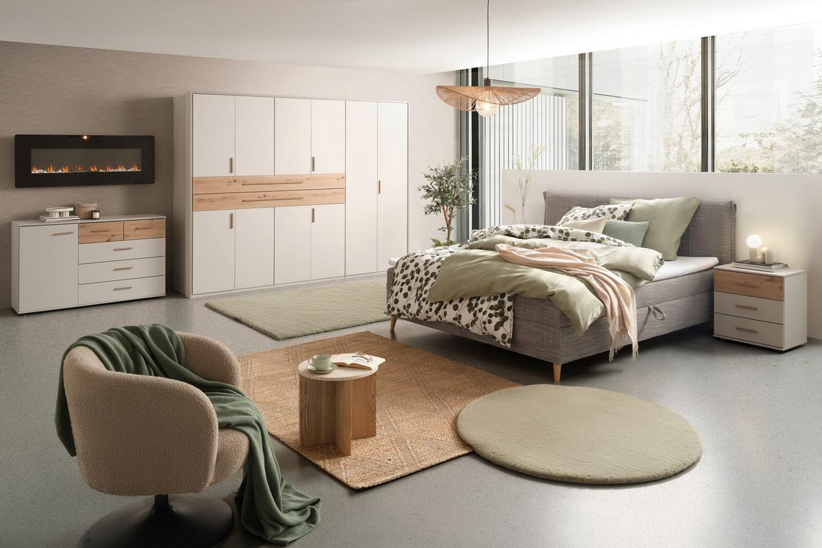 Boxbett Veloria Grau ca. 140x200cm - Schwarz/Grau, KONVENTIONELL, Textil/Metall (140/200cm) - Based