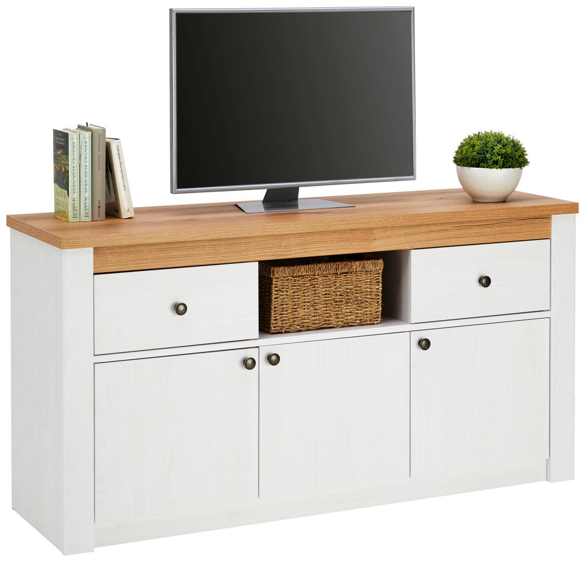 Komoda Rovigio, Barva Macesna, Bela - bela/barve macesna, Konvencionalno, kovina/umetna masa (137/72/42cm) - Landscape