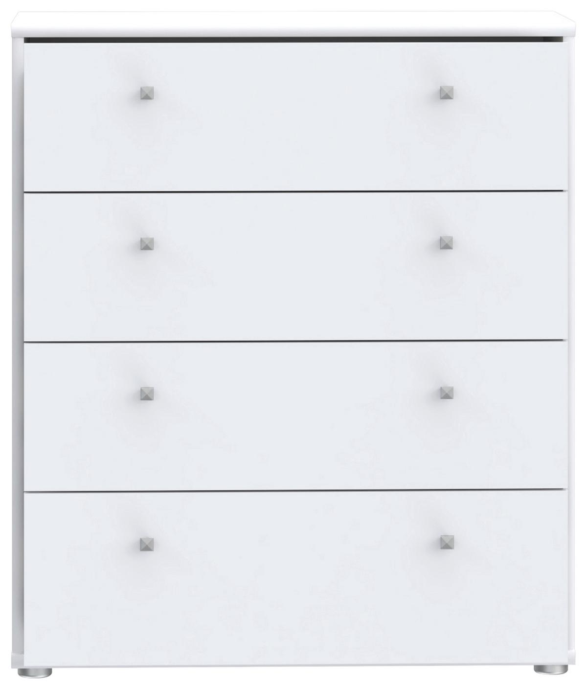 KOMODA TEMPRA 2 - biały/kolor aluminiowy, Design, materiał drewnopochodny (73,7/85,5/34,8cm)