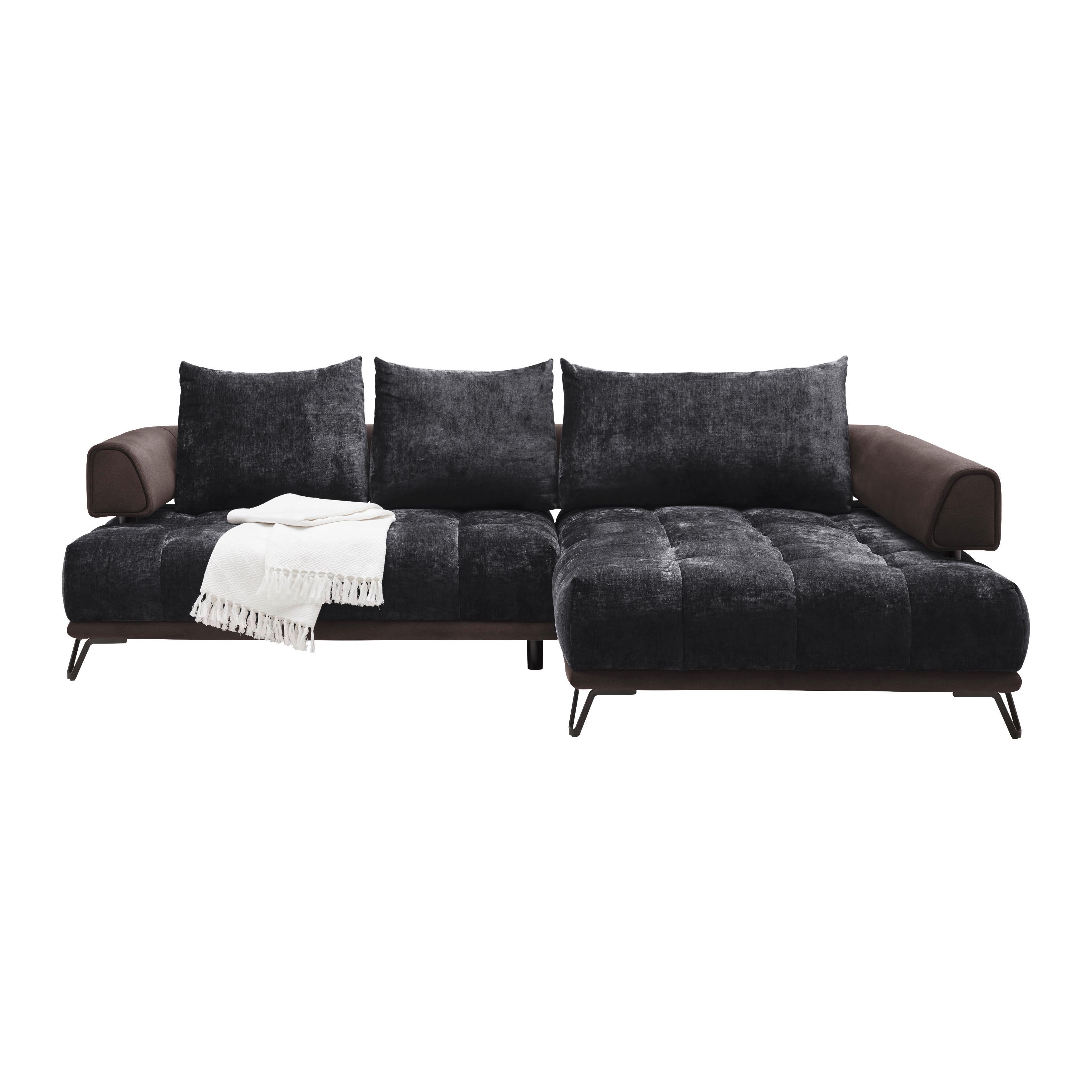 Ecksofa Morgan Anthrazit - Anthrazit/Schwarz, MODERN, Textil/Metall (262/67-87/184cm) - Mömax