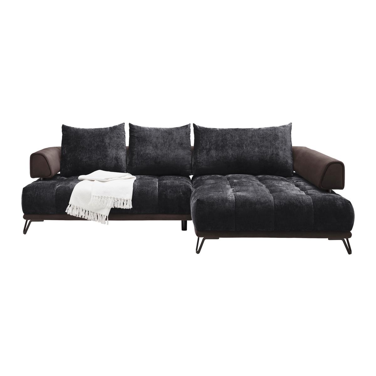 Ecksofa Morgan Anthrazit - Anthrazit/Schwarz, MODERN, Textil/Metall (262/67-87/184cm) - Mömax
