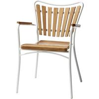 Gartenstuhl Ellen Weiß/Teak - Weiß Hochglanz/Weiß, KONVENTIONELL, Holz/Metall (58,5/78/56,5cm) - Gardenson