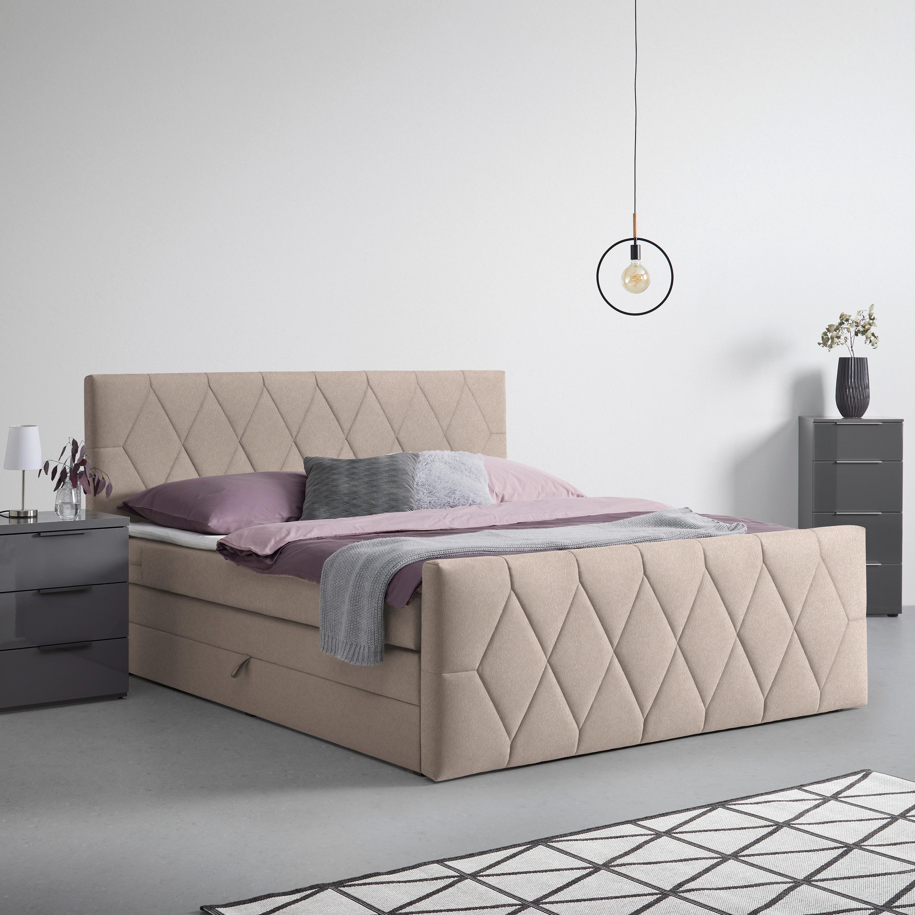 Boxspringbett Josie B Cappuccino ca. 160x200cm - Schwarz/Cappuccino, KONVENTIONELL, Holz/Holzwerkstoff (160/200cm) - Mömax