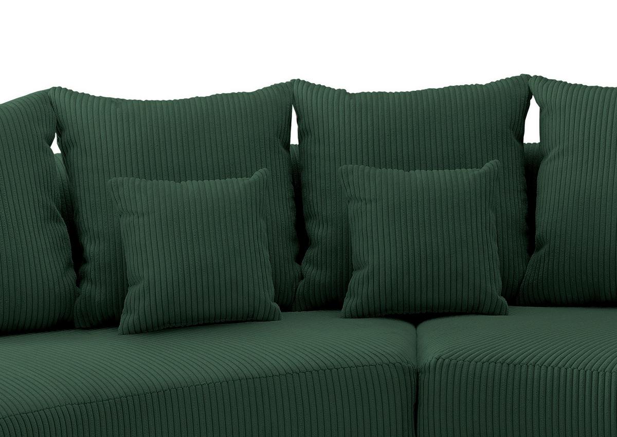 Wohnlandschaft Limoncello m. Hocker ca.300x160cm Dunkelgrün - Dunkelgrün/Schwarz, Design, Kunststoff/Textil (300/160cm) - Livetastic