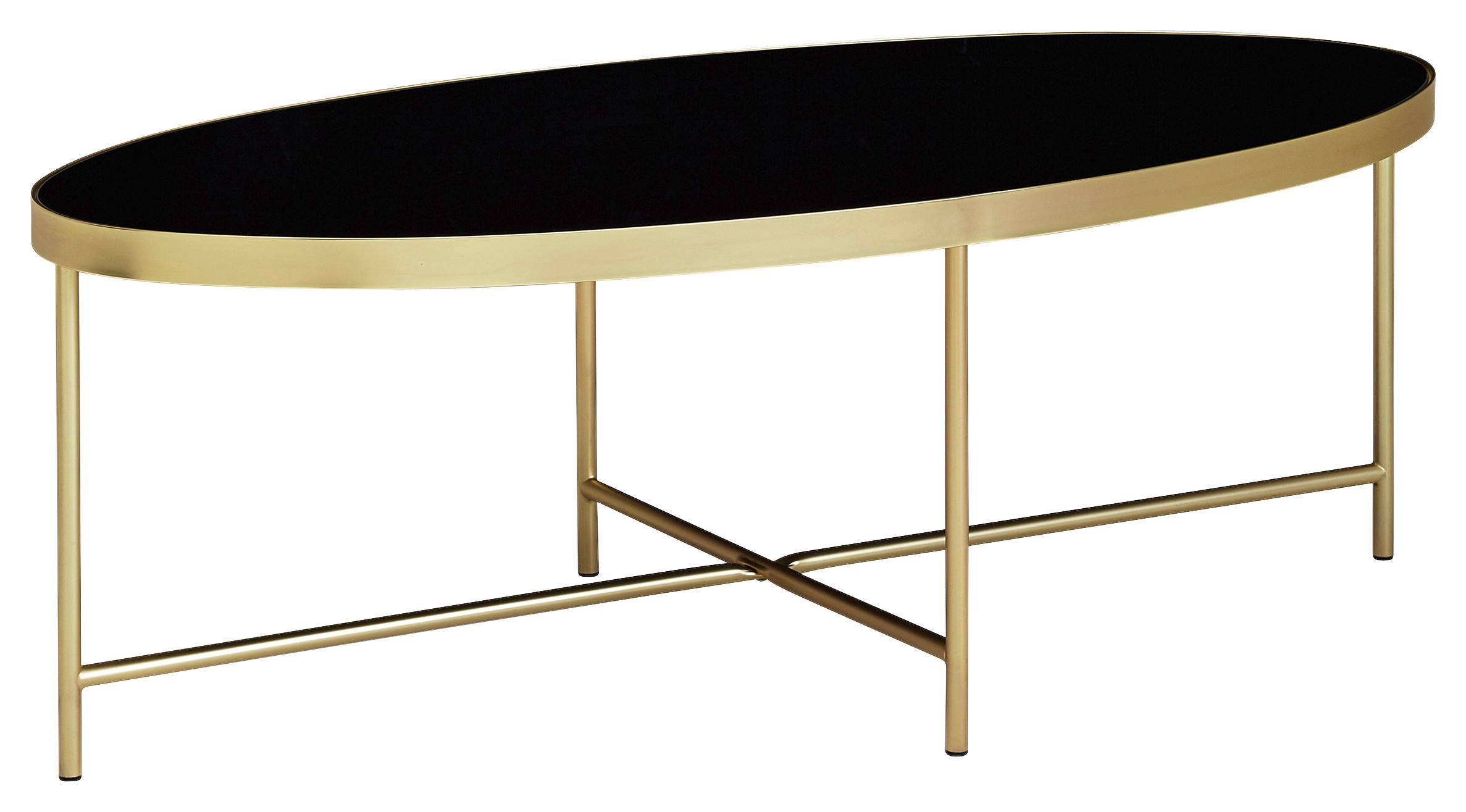 Klubska Miza Wl5.993 - zlate barve/črna, Design, kovina/steklo (110/56/41cm) - MID.YOU