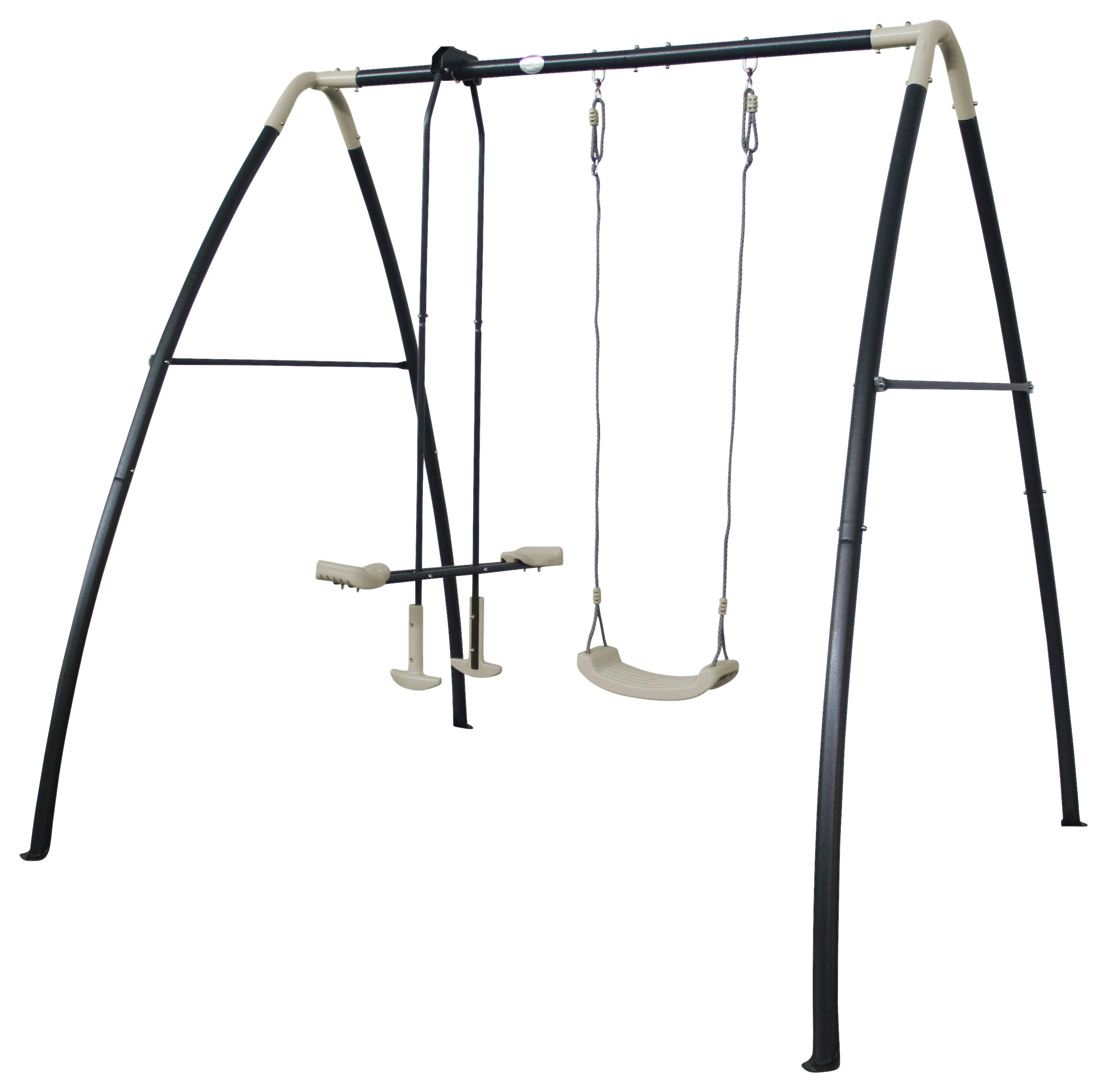 Schaukel Anthrazit/Creme - Anthrazit/Creme, KONVENTIONELL, Kunststoff/Metall (210/220/238cm) - Ambia Garden