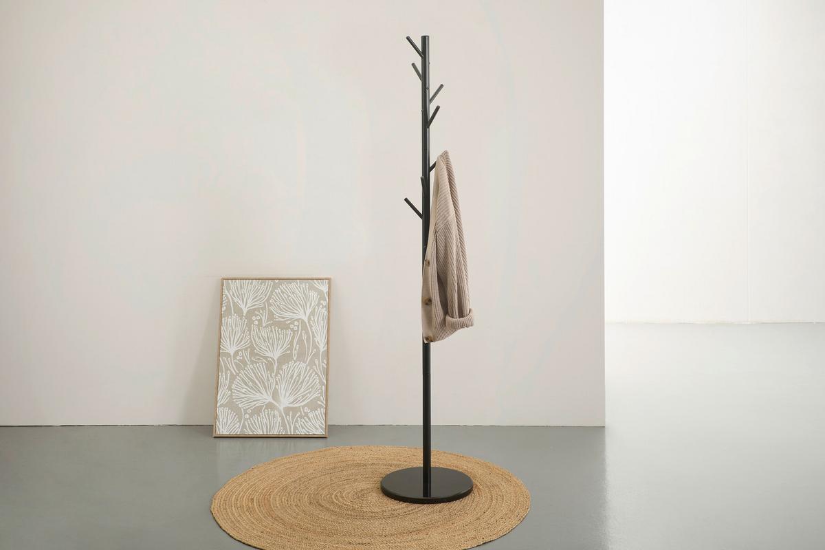STOJAK NA UBRANIA NORA - czarny, Basics, kamień/tworzywo sztuczne (37/176/37cm) - Carryhome