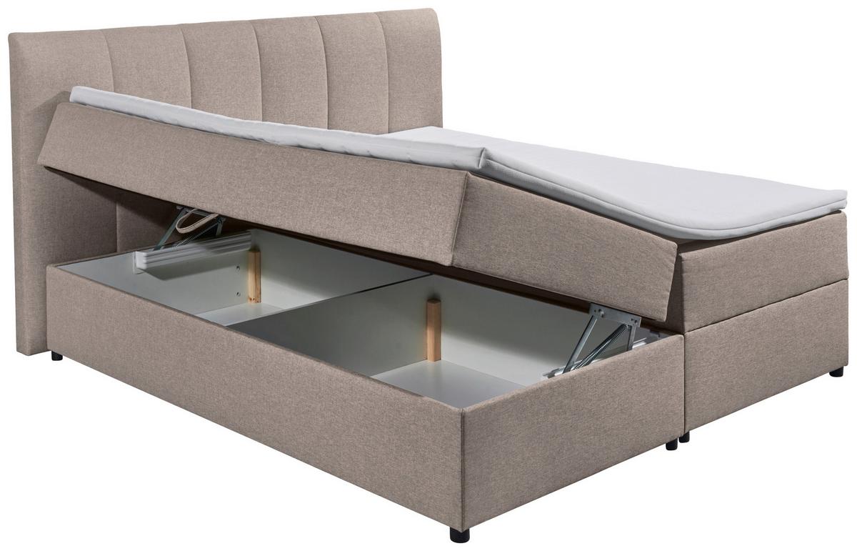 Boxspringbett Granada ca. 180x200 cm Schlammfarben - Schlammfarben/Schwarz, Basics, Kunststoff/Textil (180/200cm) - MID.YOU