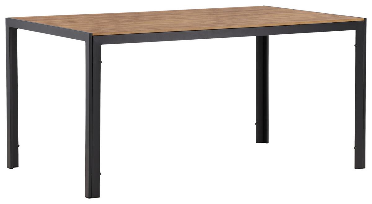 Gartentisch Break ca. 150x90 cm Natur - Schwarz/Naturfarben, KONVENTIONELL, Kunststoff/Metall (150/90/75cm) - Gardenson