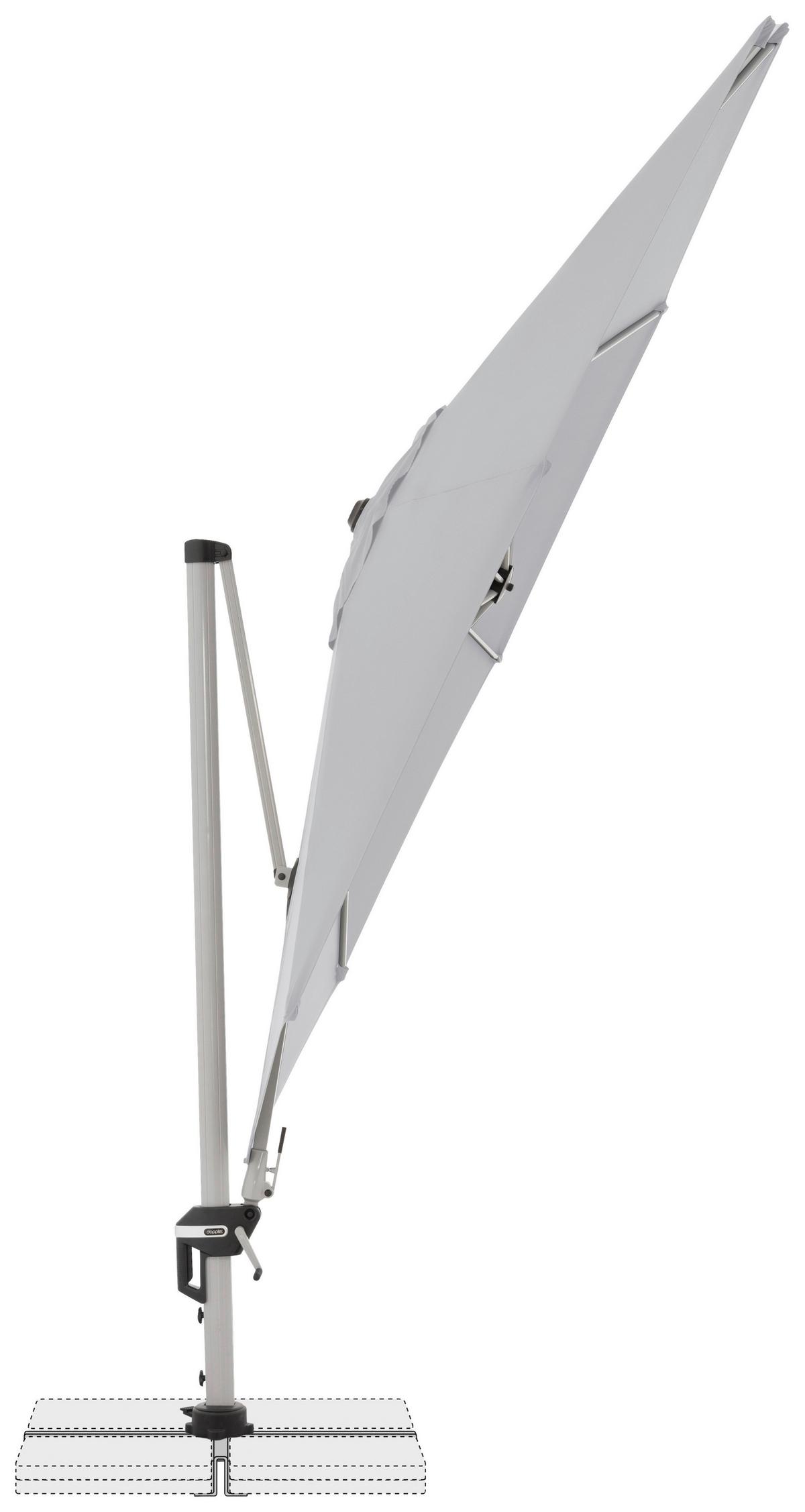 Ampelschirm Active Hellgrau ca. 370cm - Silberfarben/Hellgrau, Basics, Textil/Metall (370cm) - Doppler