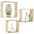 Wandregalset in Naturfarben aus Holz - Naturfarben, MODERN, Holz (24/27/30/24/27/30/12/12/12cm) - MÖMAX modern living