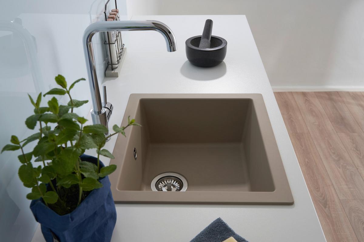 Einbauspüle Ohio ca. 50x19x44 cm Beige - Beige, Trend, Glas/Kunststoff (50/19/44cm) - Respekta