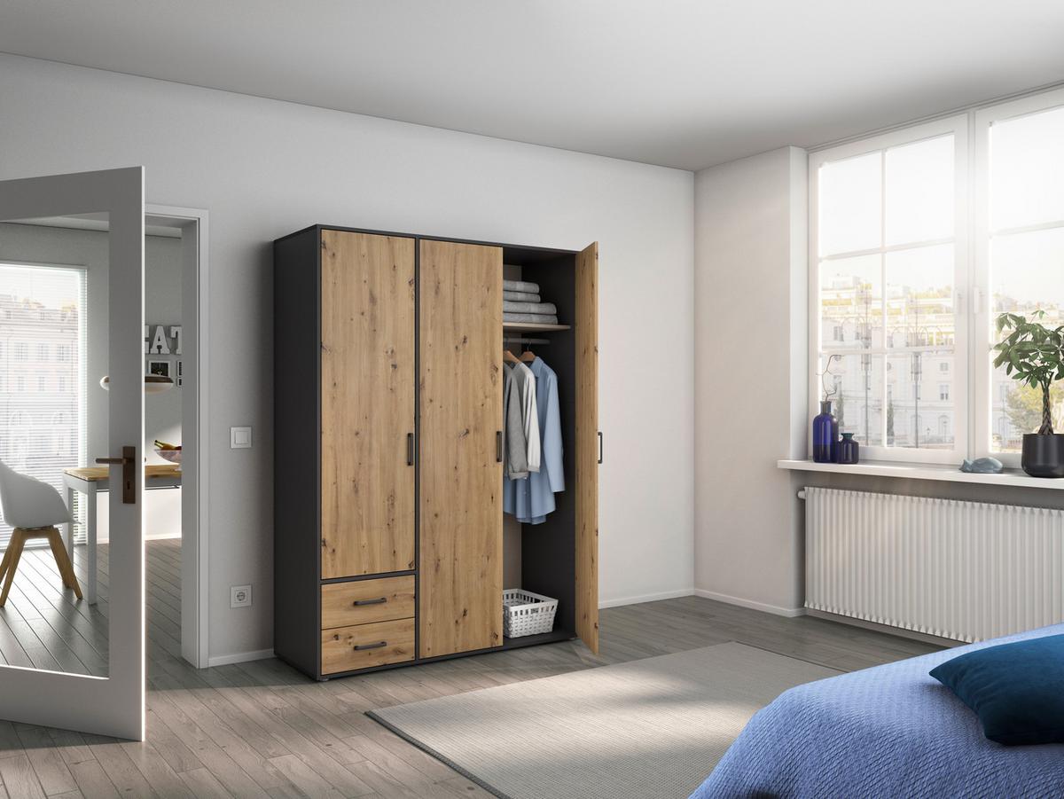 DULAP USI ROTATIVE VOYAGER - stejar Artisan/gri, Modern, material pe bază de lemn (140/194/53cm) - Modern Living