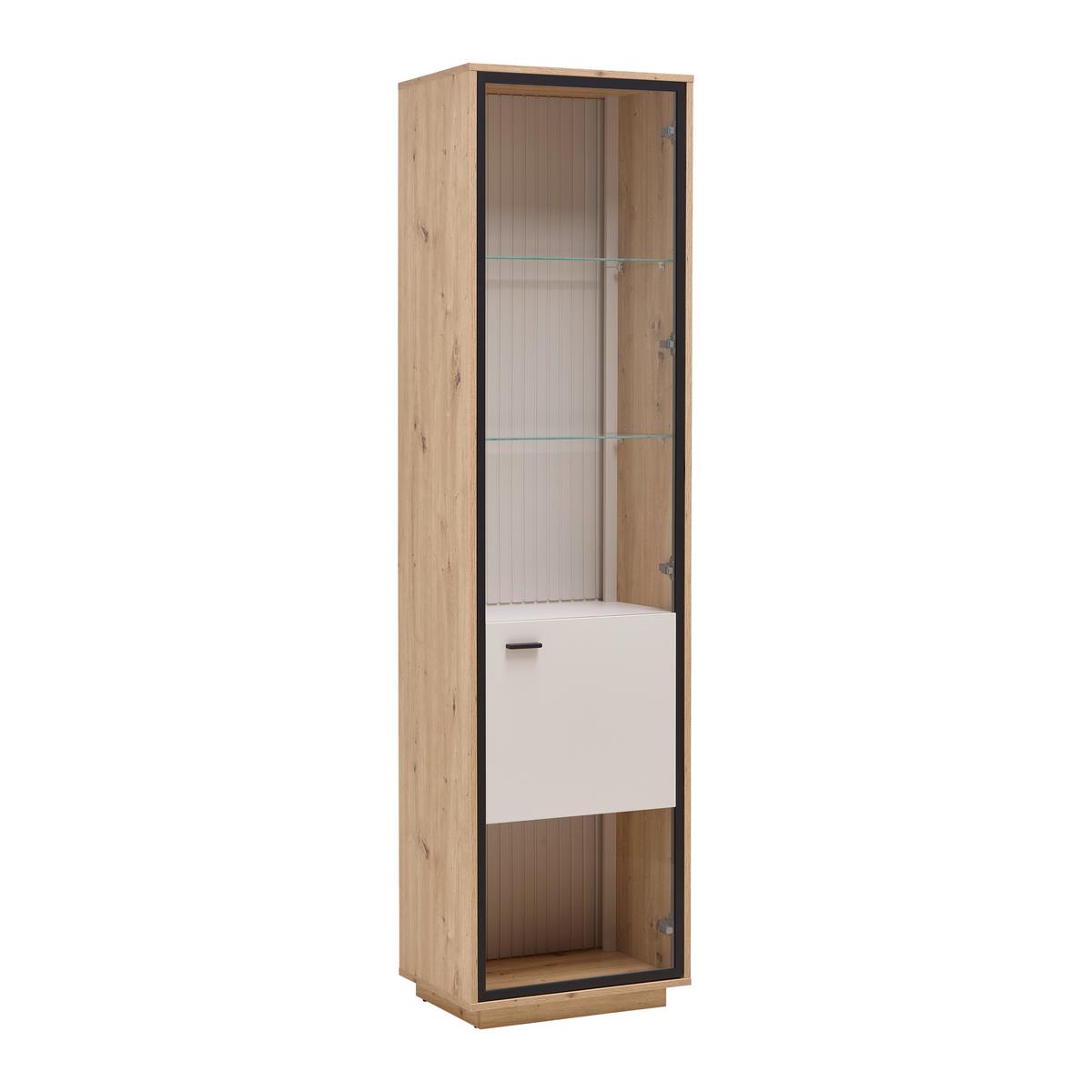 Vitrine Cremona Kaschmir/Eiche Artisan - Kaschmir/Schwarz, MODERN, Glas/Holzwerkstoff (52/200/38cm) - Premium Living