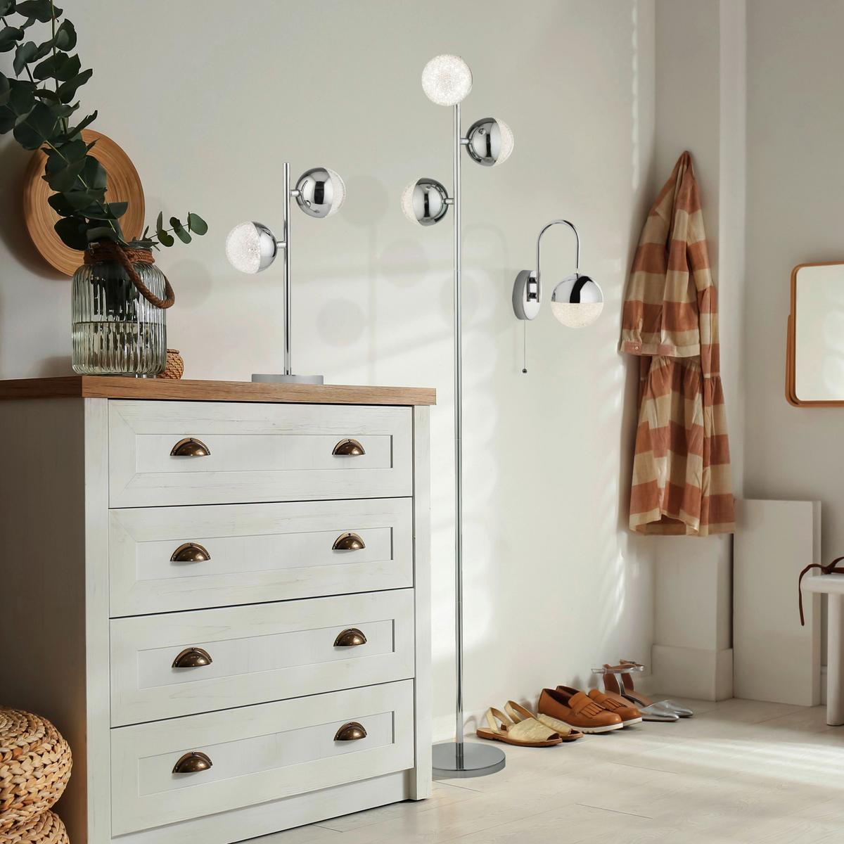 LED Asztali Lámpa Marbles Eu5087cc - krómszínű/átlátszó, Design, műanyag/fém (22/13/45cm)