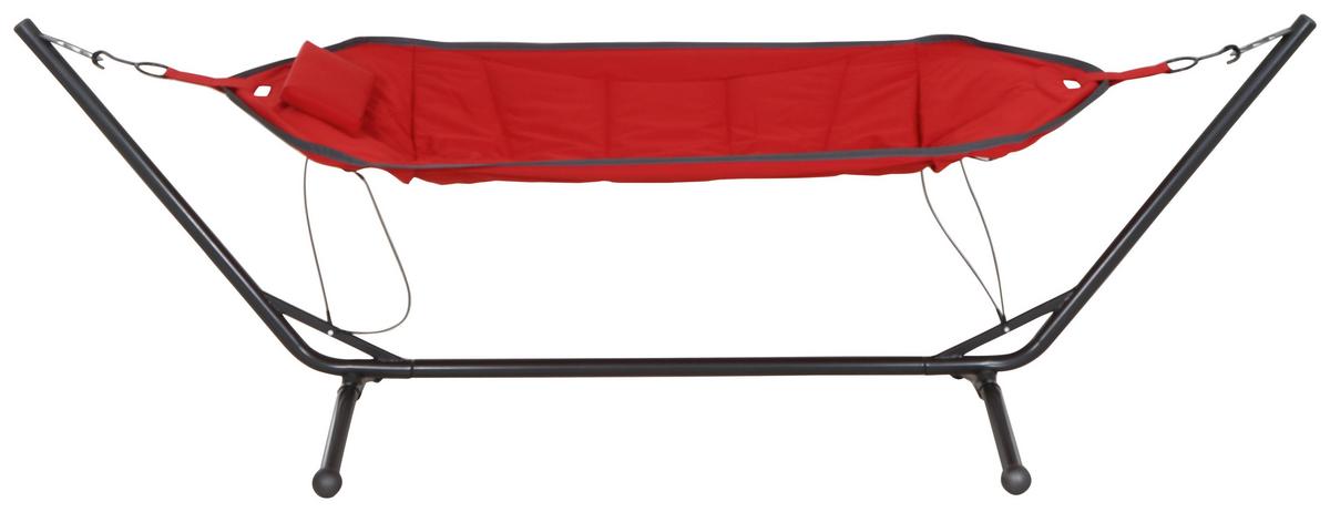 Hängematte Bahia ca. 105x305 cm Rot/Grau - Dunkelgrau/Rot, KONVENTIONELL, Textil/Metall (105/104/305cm) - Siena Garden