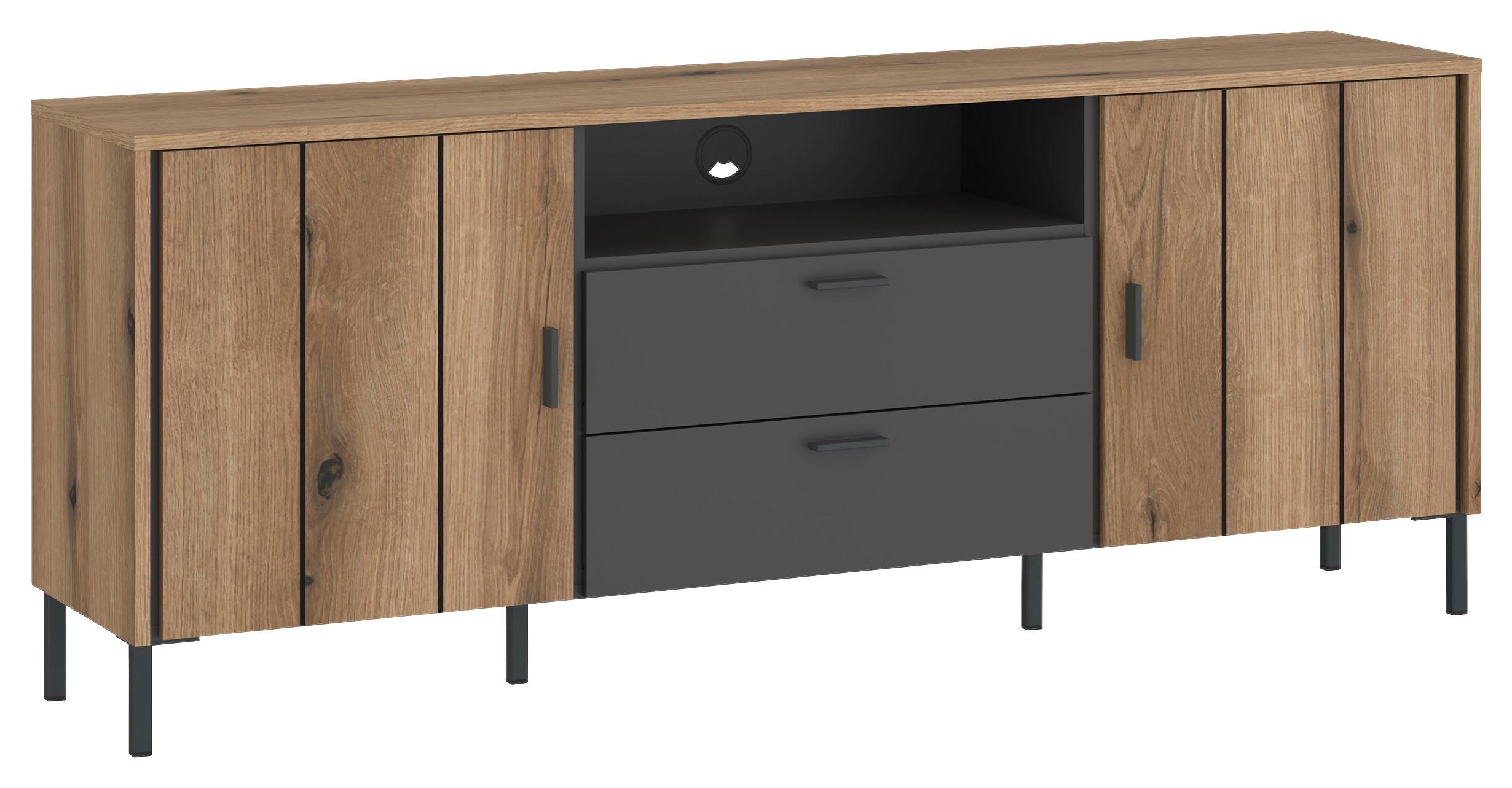 Tv Komoda Shirley - crna, Konvencionalno, drvni materijal/metal (158,2/65/40cm) - Zandiara