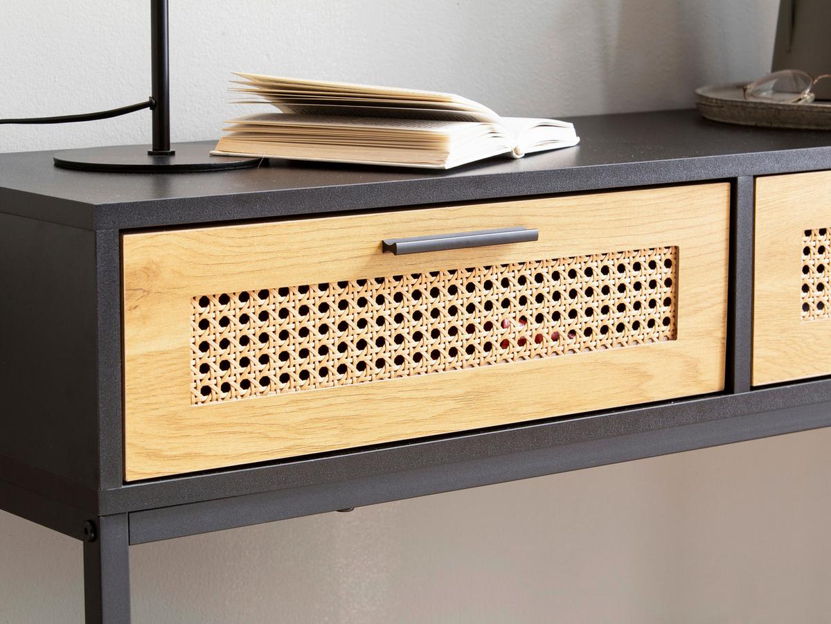KONSOLENTISCH WL6.827 - Schwarz/Naturfarben, Konventionell, Holzwerkstoff/Metall (100/30/75cm) - Livetastic