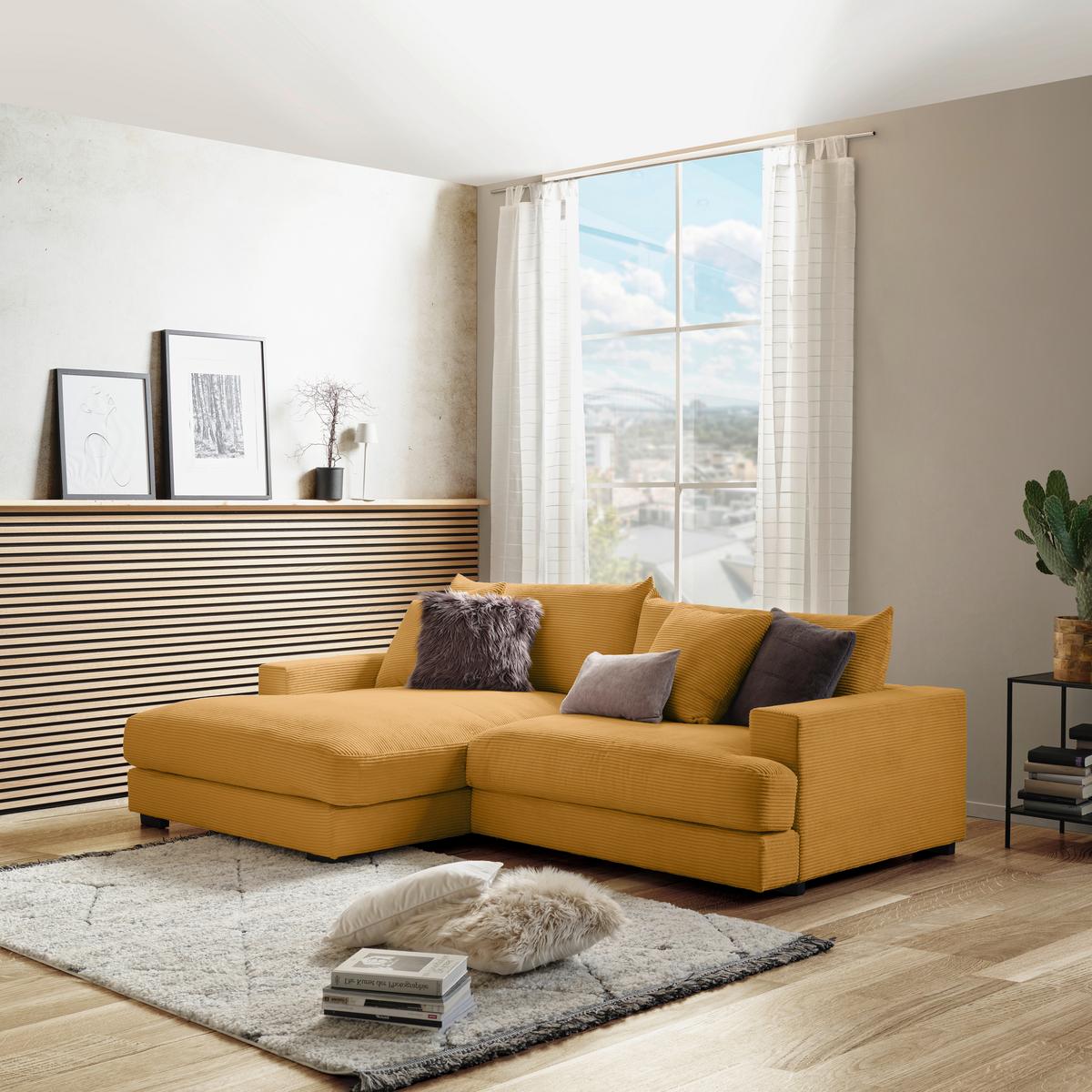 Kutna Garnitura Pelle - boje senfa/crna, Moderno, tekstil (180/265cm) - Modern Living